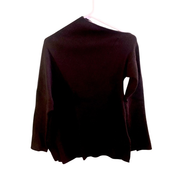 Zara Black Asymmetric Knit Ribbed Long Sweater Size S New - Picture 2 of 8